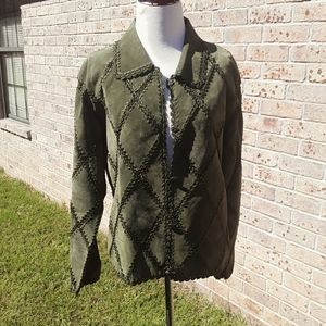 Scully leather western Boho crochet jacket